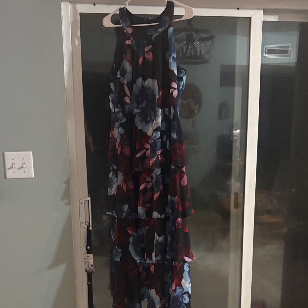 SLNY Navy Floral Maxi Dress